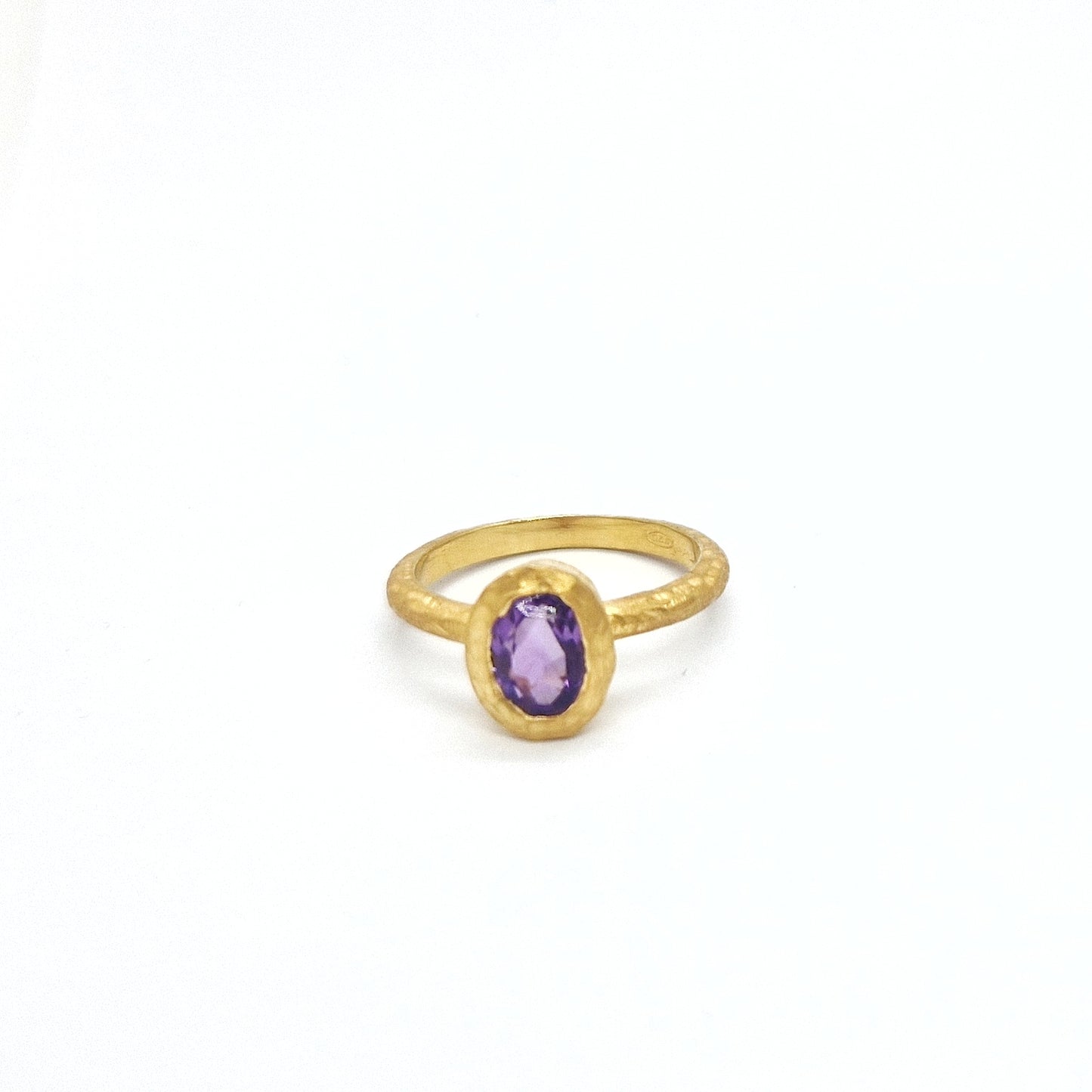Anello con ametista in argento 925 dorato