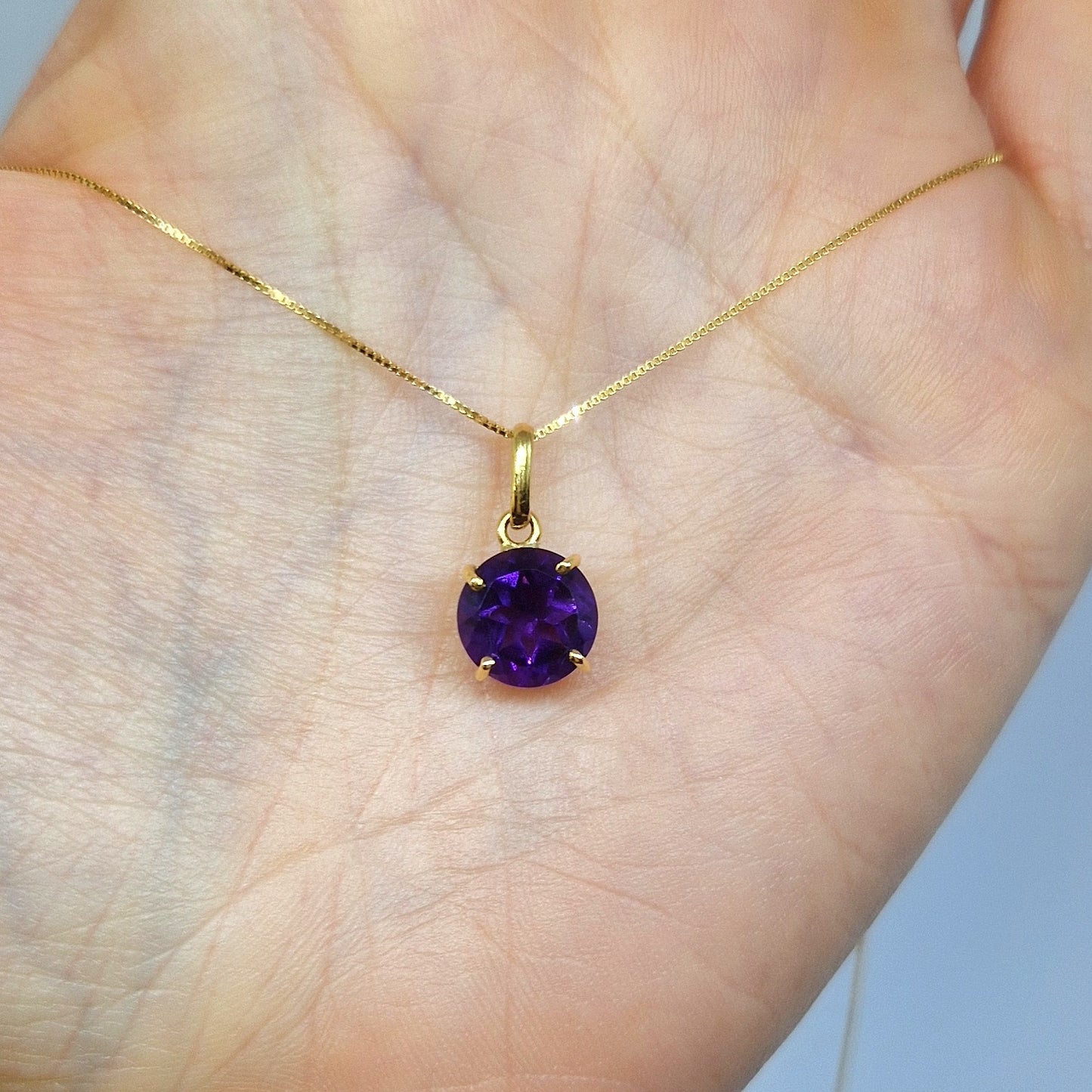 Collana con ametista in oro giallo 18 kt