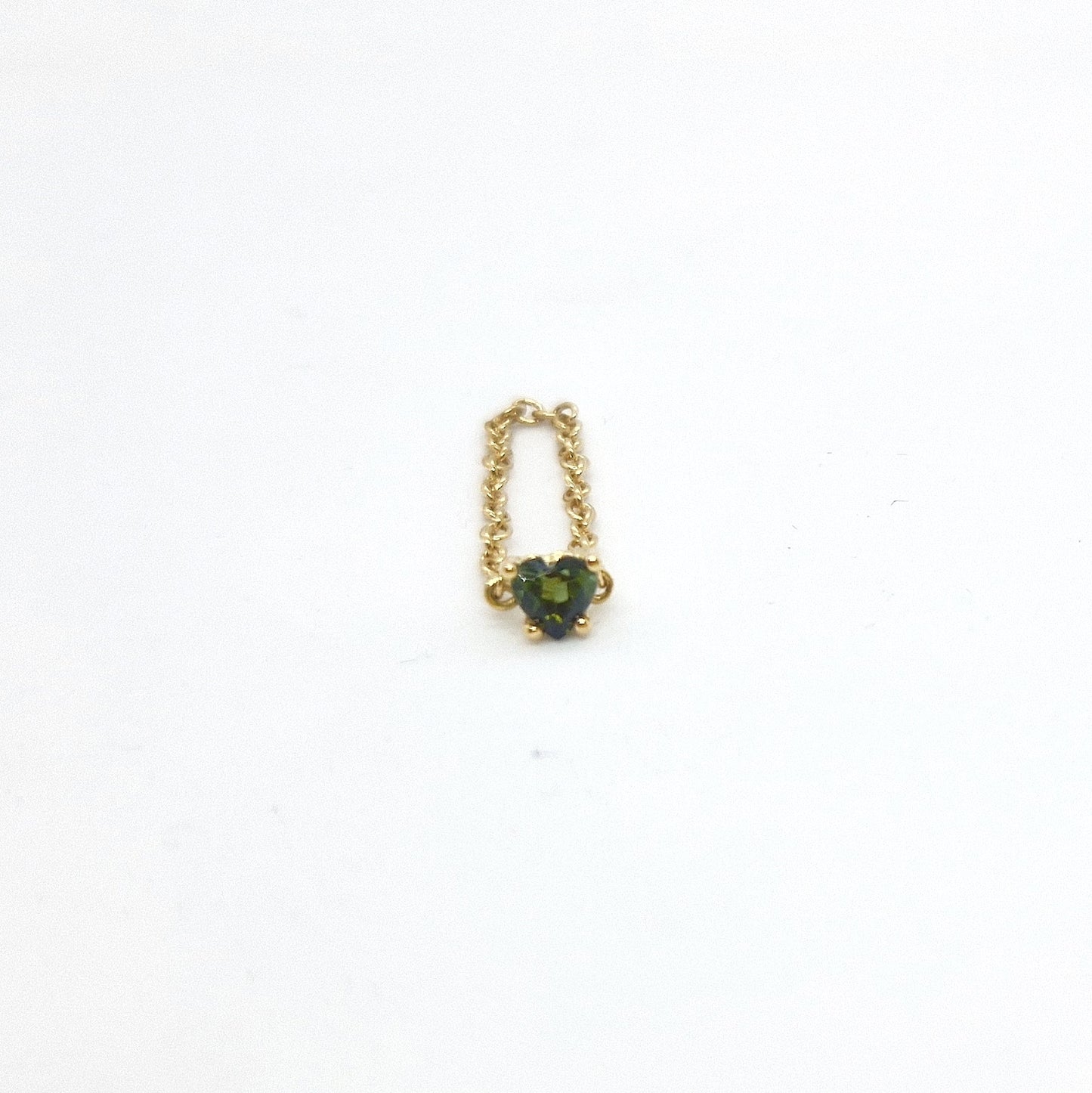 Anello con catena roló morbida in oro giallo 18 kt e peridoto
