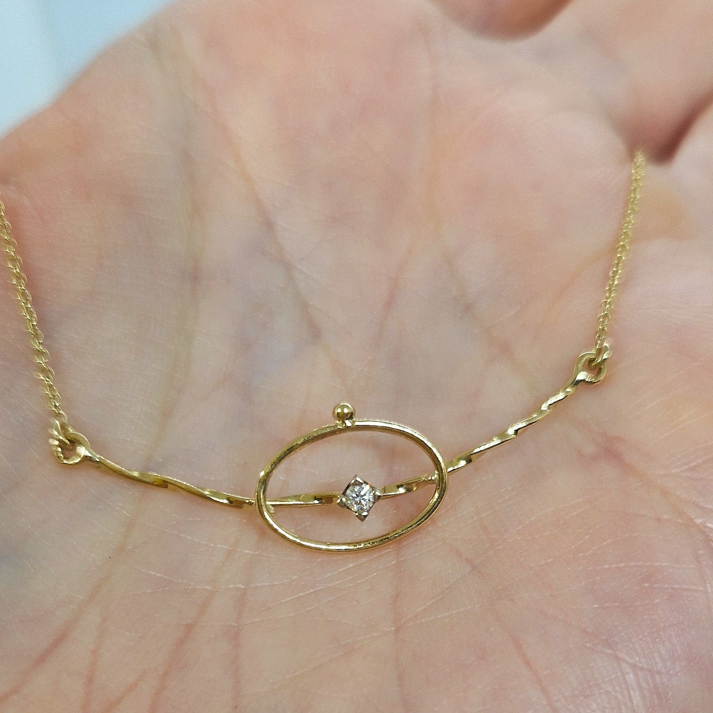 Collana con diamanti in oro giallo 18 kt