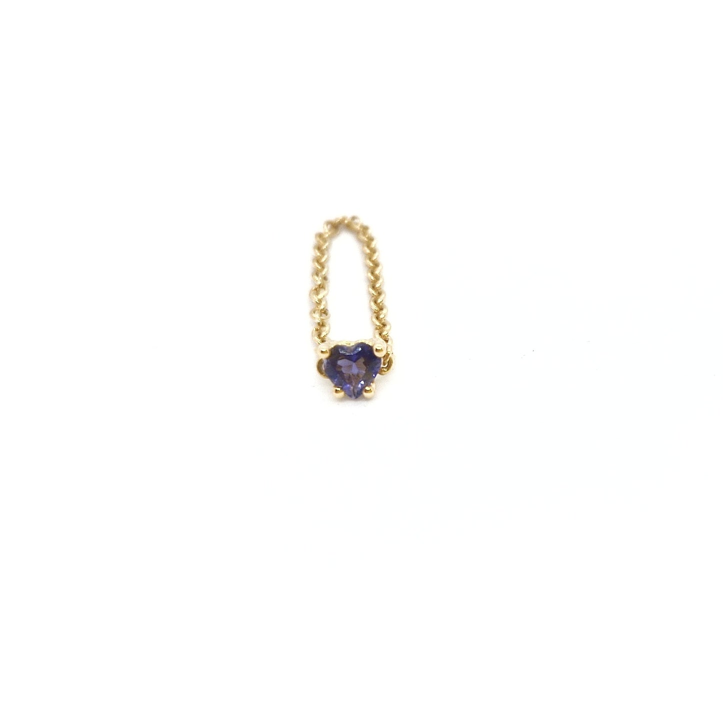 Anello con catena roló morbida in oro giallo 18 kt e iolite