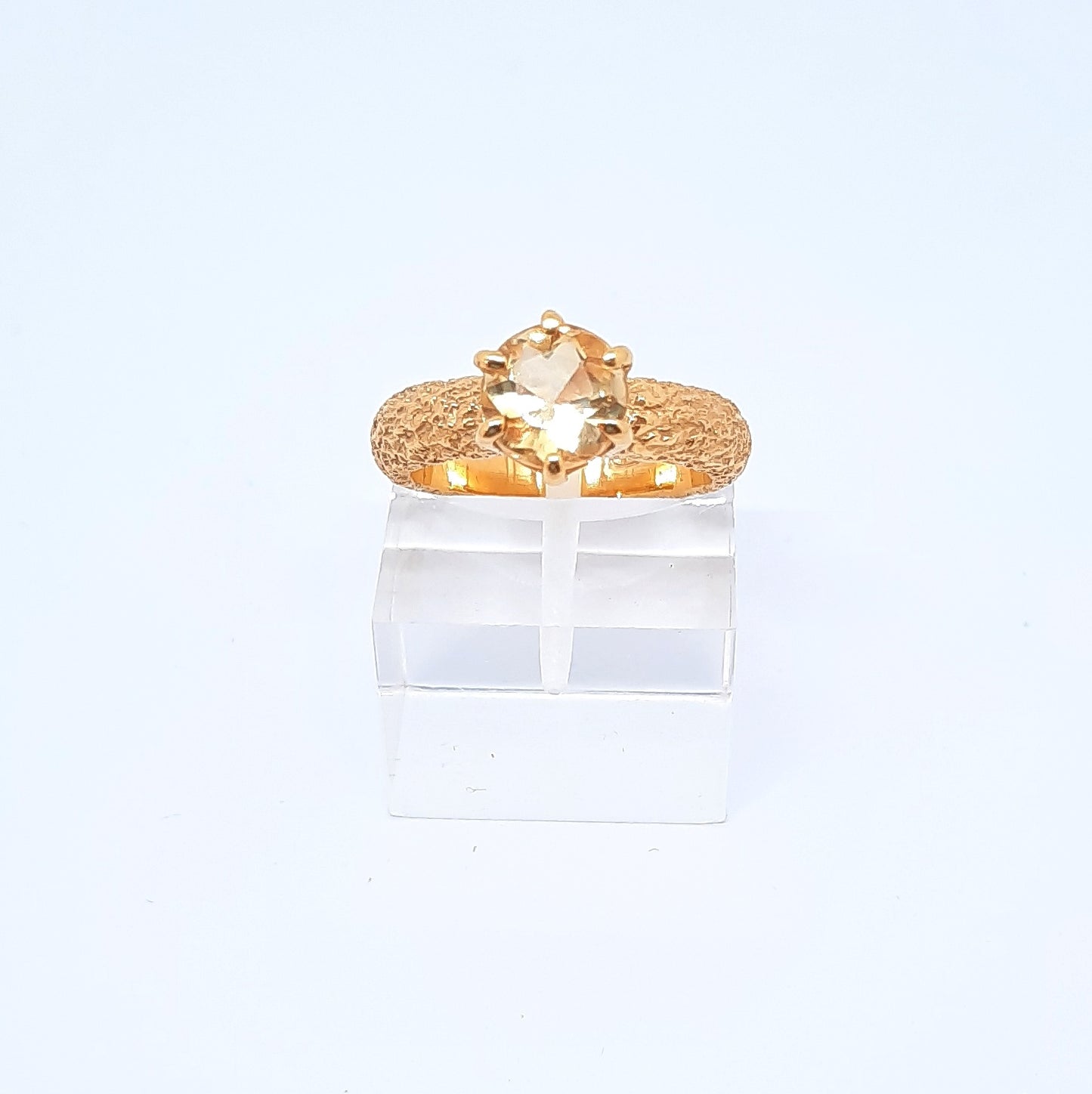 Anello con quarzo citrino in argento 925 dorato