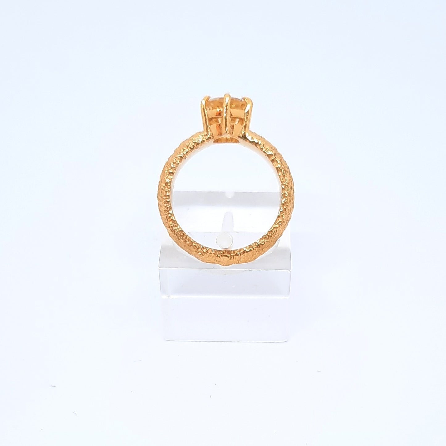 Anello con quarzo citrino in argento 925 dorato
