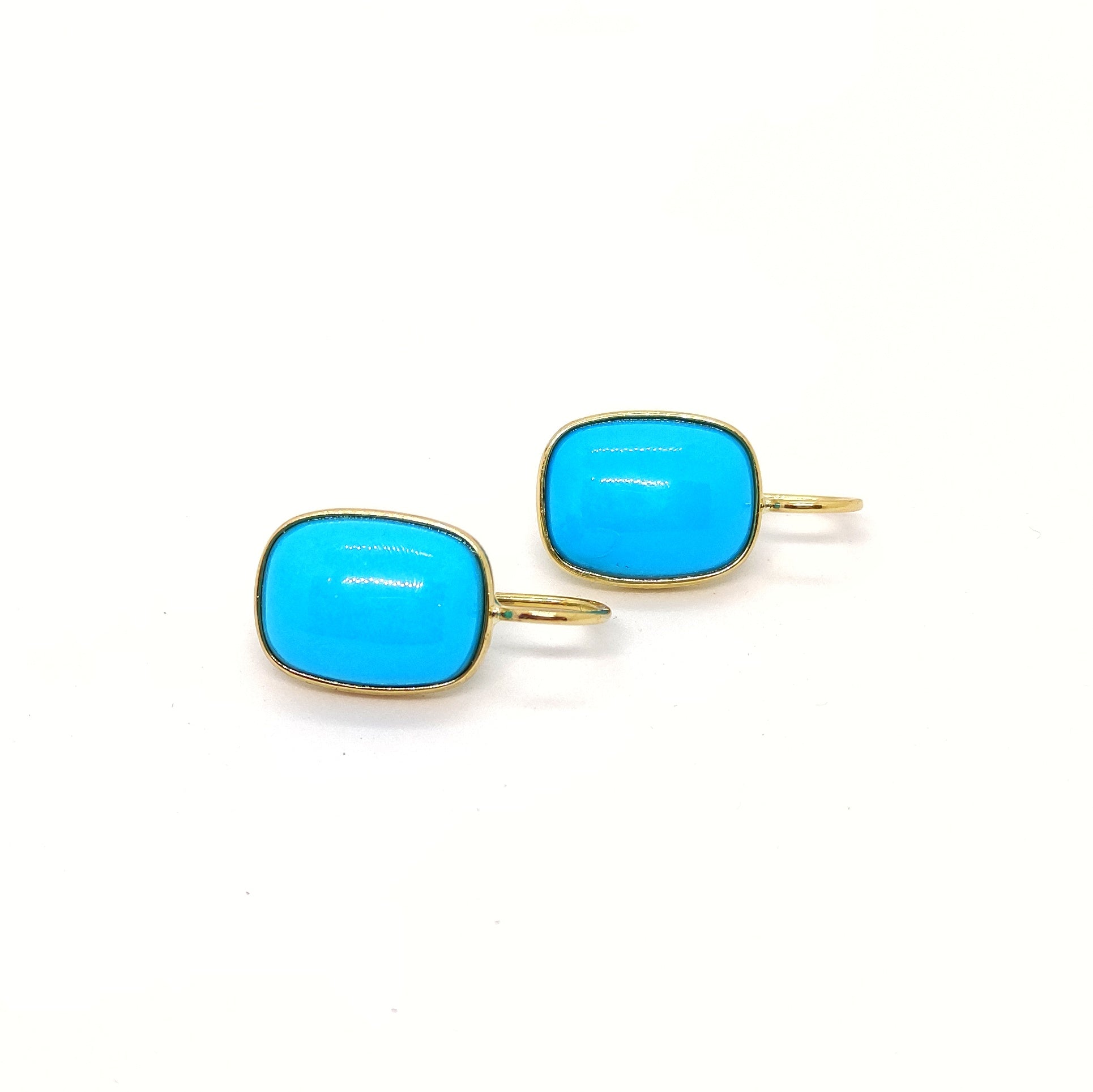 Orecchini con turchese naturale in oro giallo 18 kt